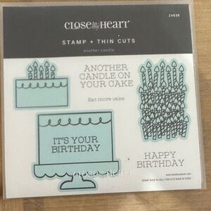 Close to My Heart Birthday Stamp + Thin Cuts - Light Blue Cake Set